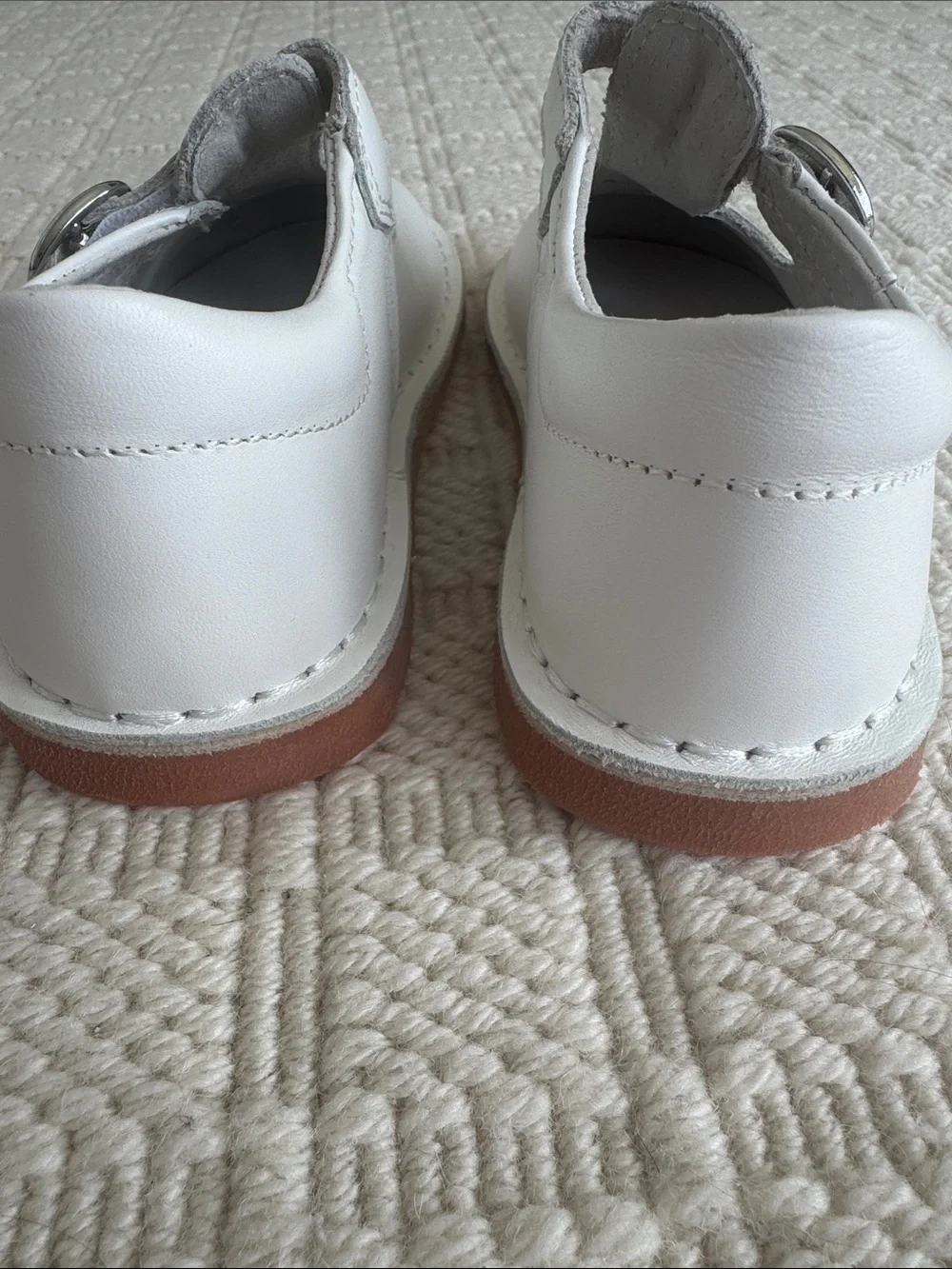 L'Amour White Leather Mary Jane Dress Shoes